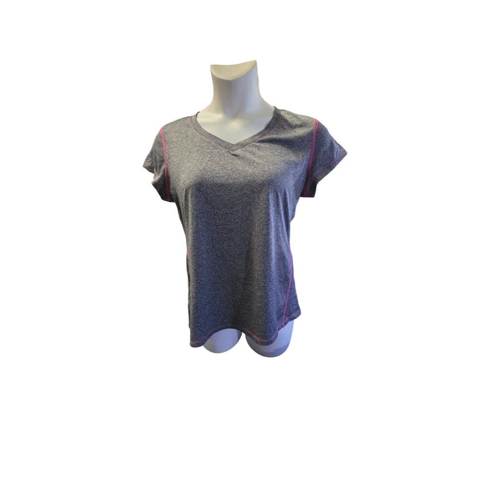 Everlast Grey Pink TShirt Fitted Activewear Athletic Stretch Large VNeck